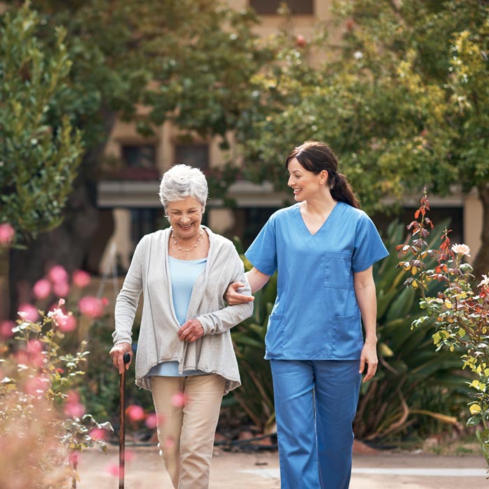 woman on walk with caregiver